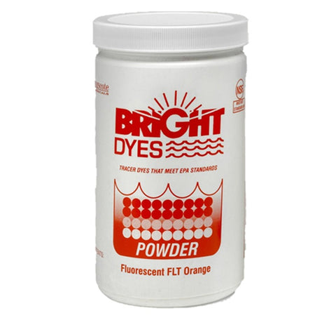 1 Lb Jar FLT ORANGE POWDER - Bright Dyes Tracer Dye for water or wastewater leak detection
