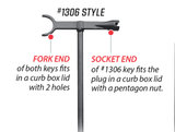 Minneapolis/Erie Style Curb Valve Shutoff Key with Fork and Pentagon Wrench Handle Ends