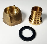 5/8" Water Meter Coupling, LEAD FREE Brass, Swivel Nut x 3/4 PEX  Tubing Barb