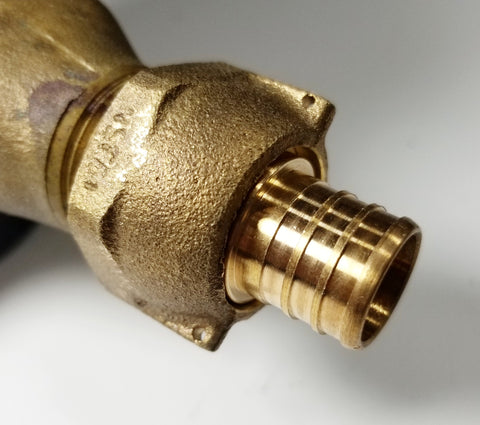 5/8" Water Meter Coupling, LEAD FREE Brass, Swivel Nut x 3/4 PEX  Tubing Barb