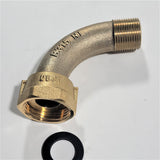 3/4" ANGLE Water Meter Coupling, NO-LEAD Brass 3/4" Swivel Cplg. nut x 3/4" NPT