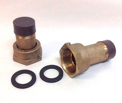 PAIR 1" Water Meter Coupling, LEAD-FREE brass, 1" Female Swivel meter nut x 1" NPT Male