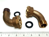 PAIR 3/4" ANGLE Water Meter Coupling, NO-LEAD Brass 3/4" Swivel Cplg. x 3/4" NPT