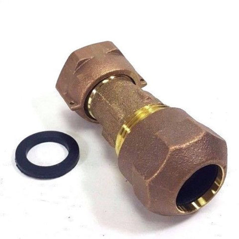 3/4" Compression Water Meter Coupling, LEAD FREE brass, Swivel nut x CTS Compression